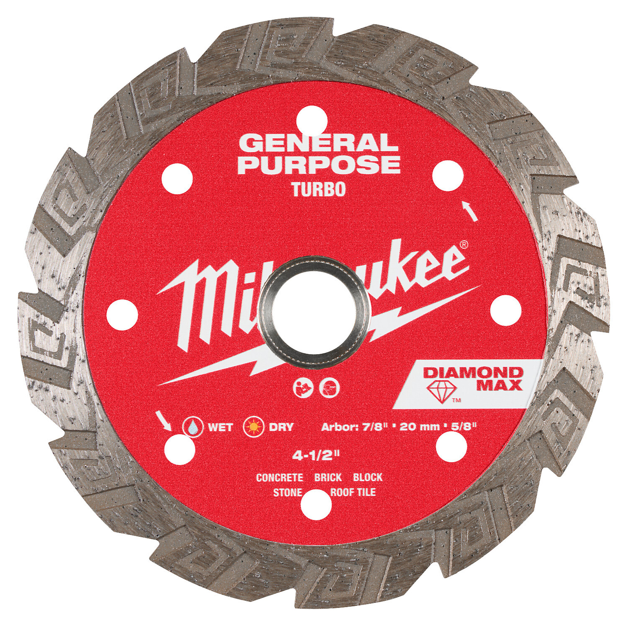 Milwaukee 4-1/2" DIAMOND MAX™ Turbo, General Purpose Diamond Blade, Model# 49-93-9104